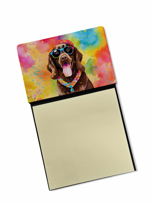 Rectangular potholder featuring a Chocolate Labrador dog in colorful watercolor art, black edge trim.