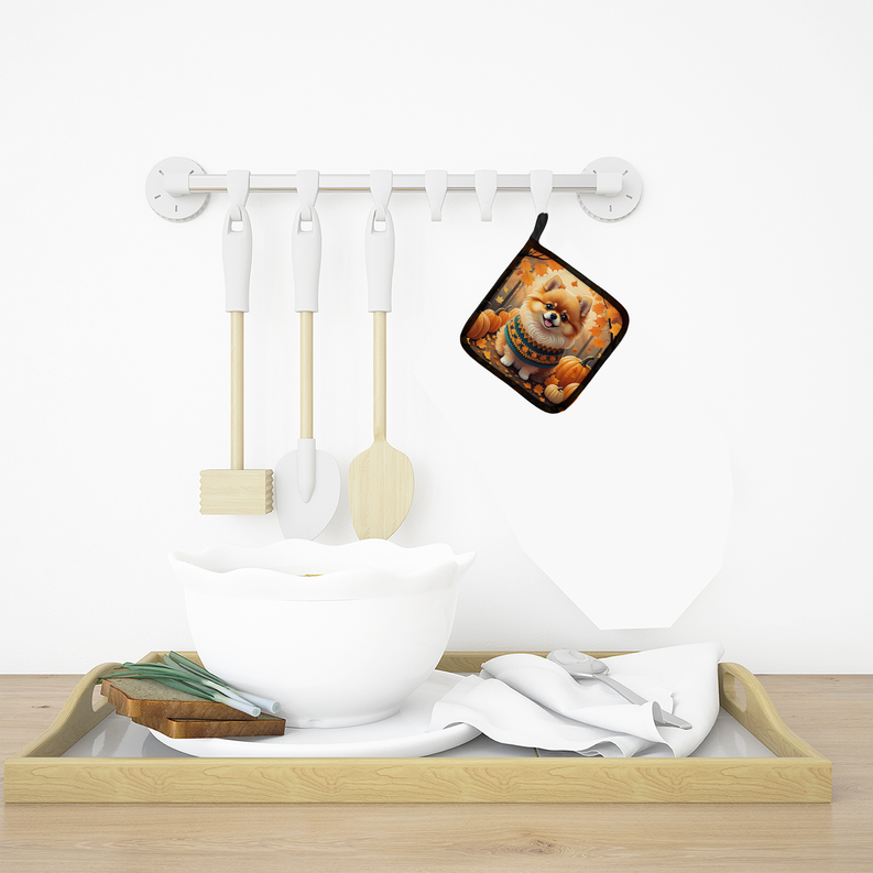 Rhodesian Ridgeback fall hanging kitchen pot holder with orange dog graphic.