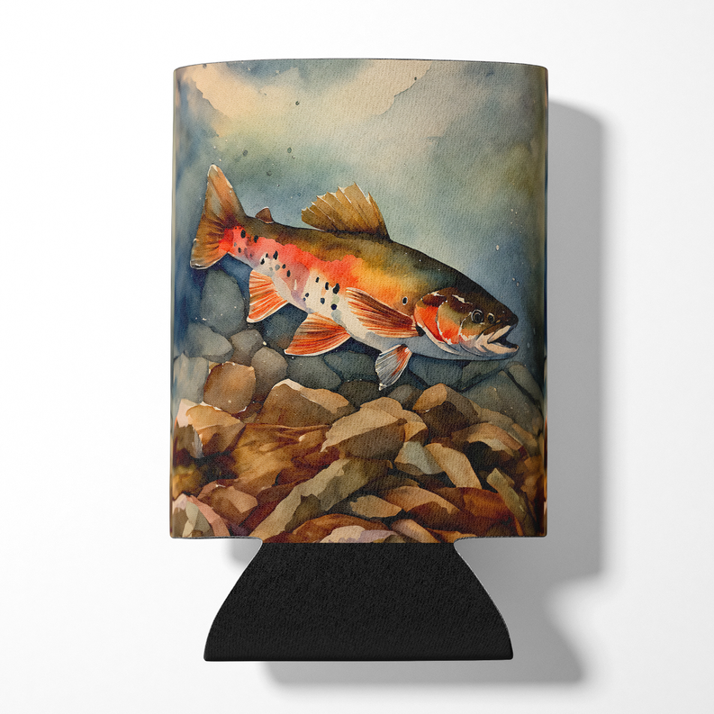 Brown trout pot holder pair shaped like a cuff with fish print on fabric