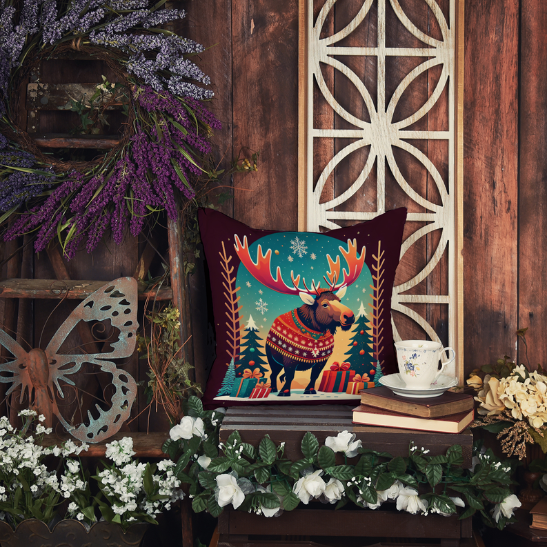 Set of two Christmas pot holders with teal moose and deer print