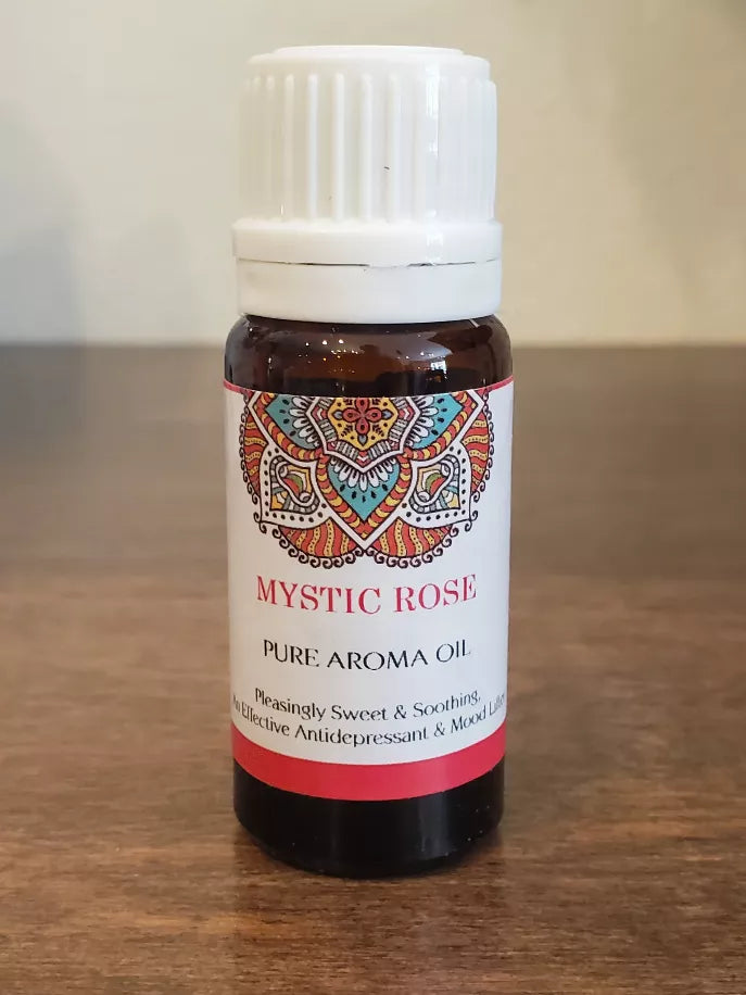 Mystic Rose pure aroma oil bottle with white ribbed cap
