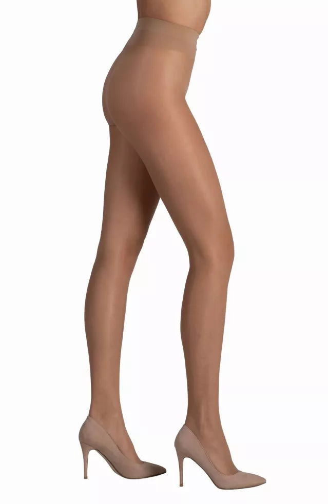 Brown toeless ultra sheer tights, bare-leg finish