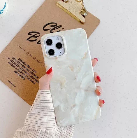 Calacatta gold marble iPhone 12 mini case, white with gold veining, hand-held back cover