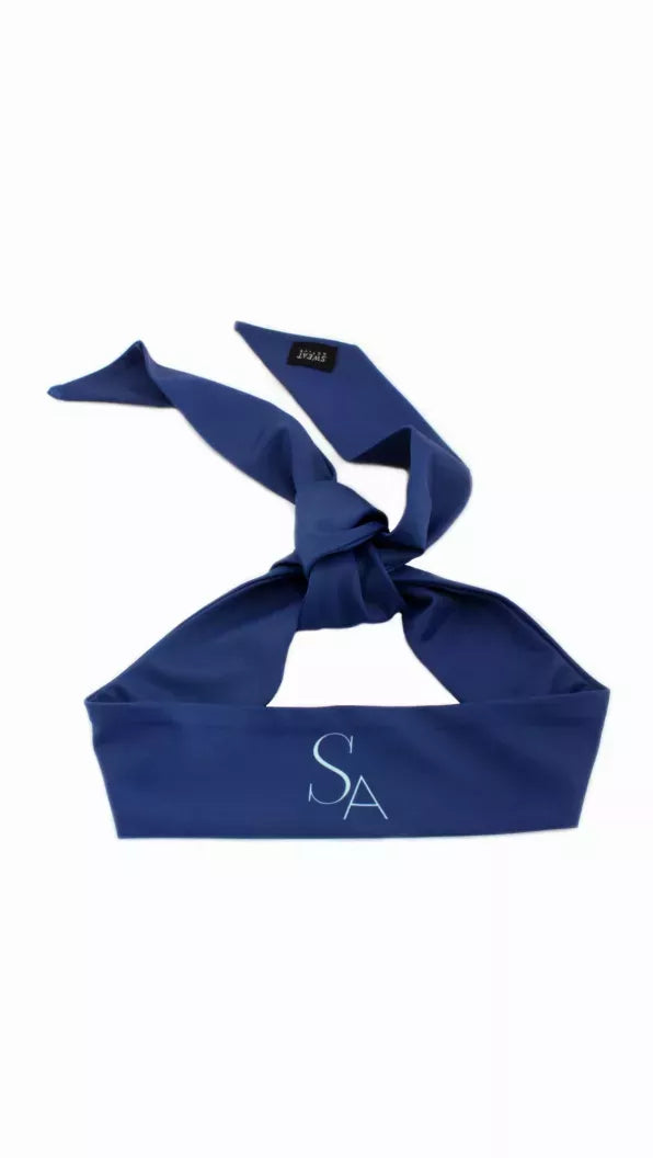Navy sport headtie with bow and SA logo front