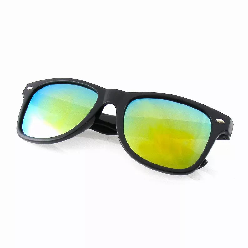 Emblem Eyewear - Black Flash Reflective Polarized Horned Rim Sunglasses - Eyewear