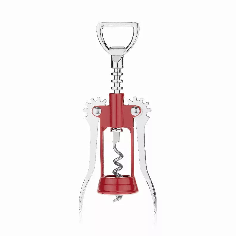 Soar winged corkscrew by True, red metal wing handles and cork screw