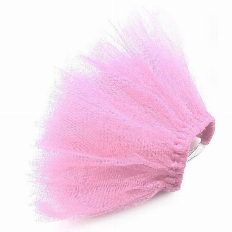 Light pink tulle tutu skirt with layered frills and elastic waist band