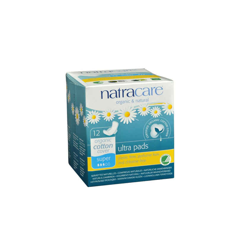 Natracare Natural Ultra Pads W/wings Super W/organic Cotton Cover  - 12 Pack - Eco-Friendly Home & Grocery
