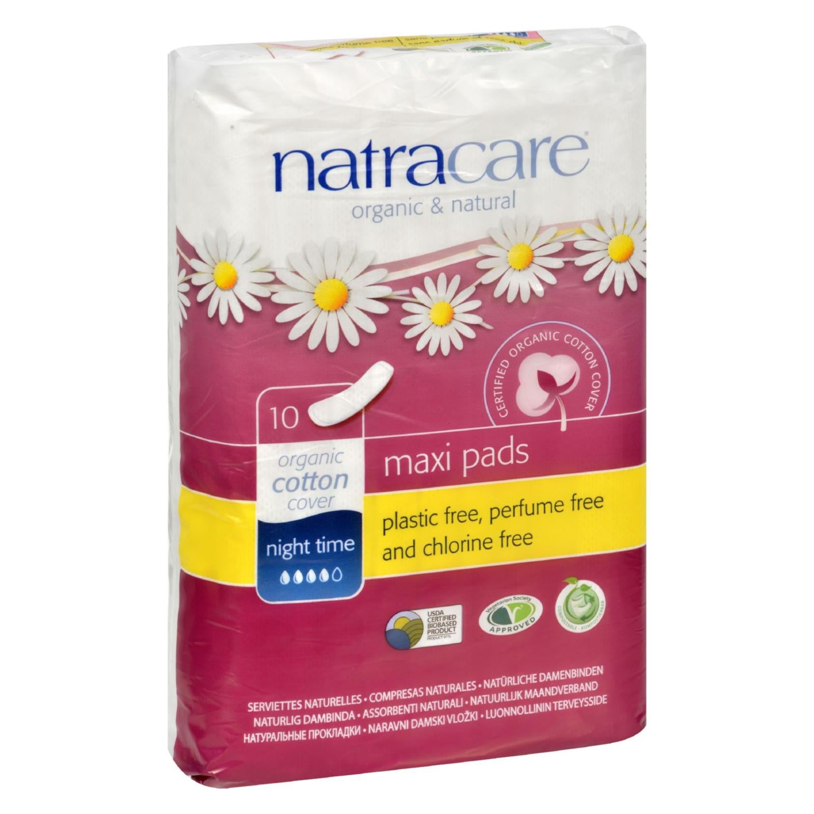 Natracare Natural Night Time Pads - 10 Pack - Eco-Friendly Home & Grocery