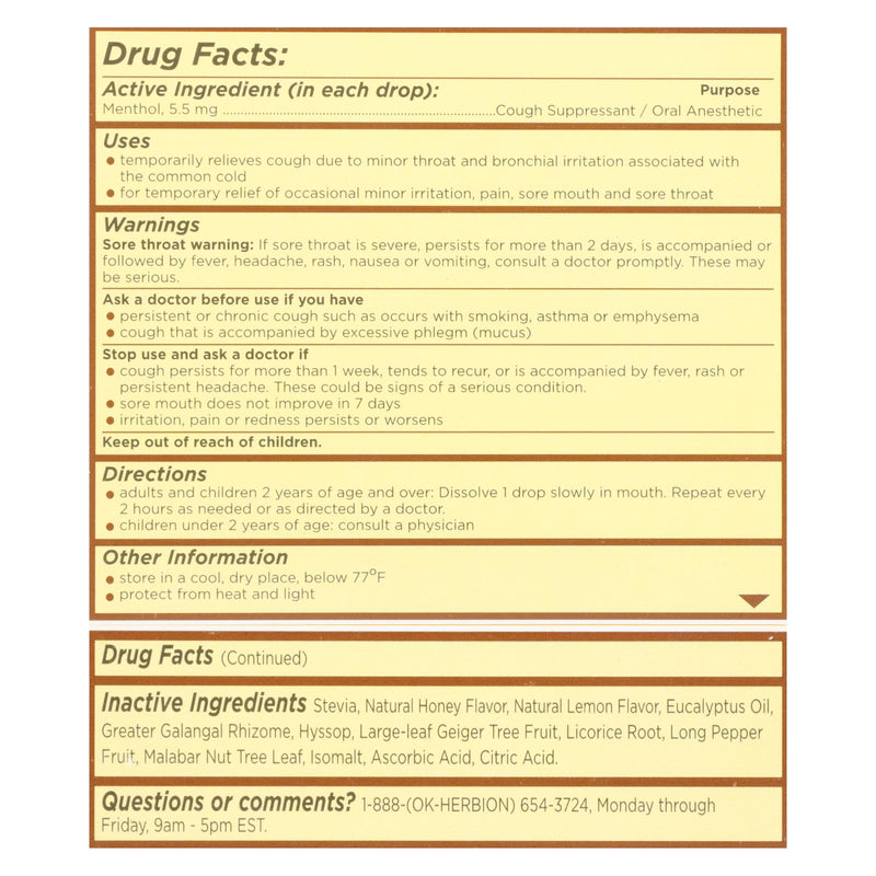 Herbion Naturals Honey Lemon Cough Drops  - 1 Each - 18 Ct - GreatEagleInc