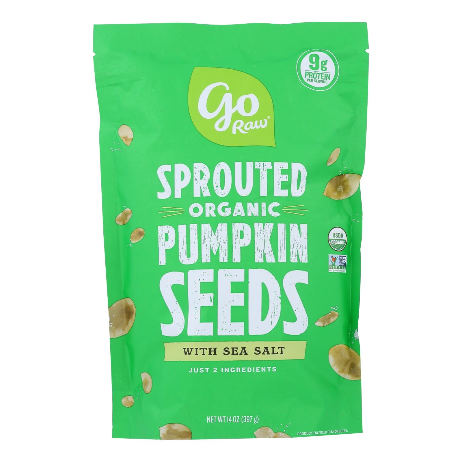 Go Raw Sprouted Seeds, Pumpkin With Celtic Sea Salt  - Case Of 6 - 14 Oz - GreatEagleInc