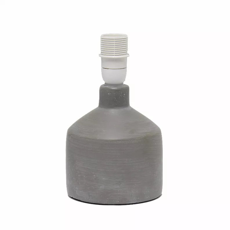 Ceramic table lamp with gray base and white bulb socket