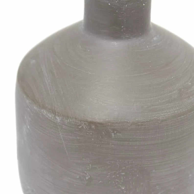 Close-up of gray ceramic lamp body with textured surface