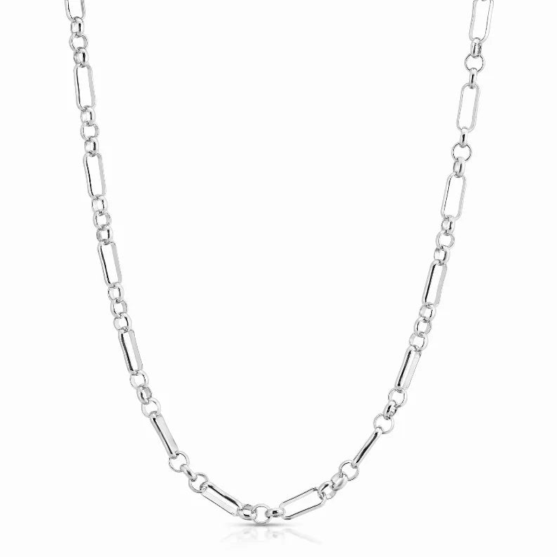 Silver multi-link eyewear chain with small oval and bar links