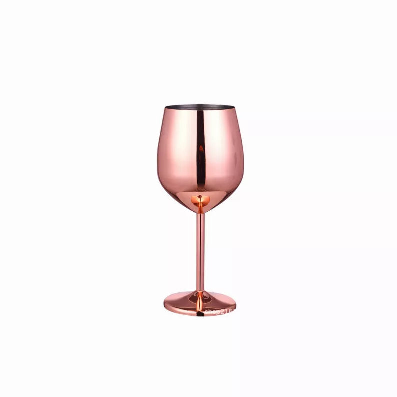 Rose-gold cocktail glass with rounded bowl and stemmed base