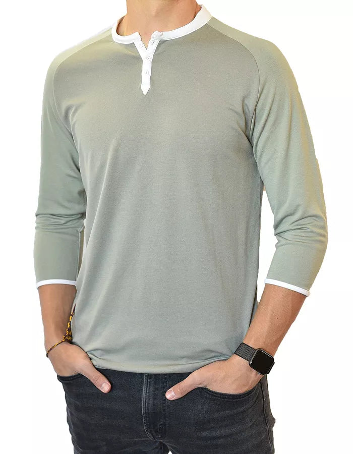 3/4 Sleeve Henley - Men's | Clothing, Male, Men s