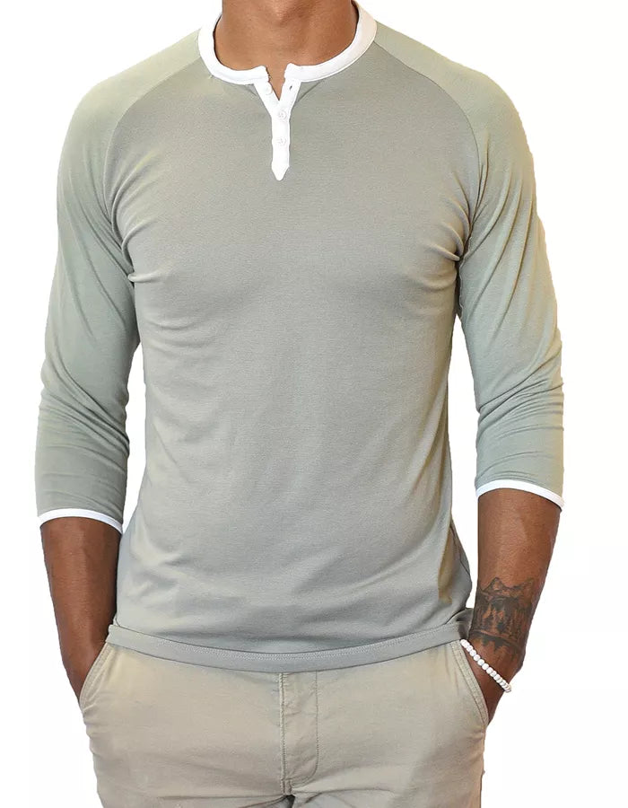 3/4 Sleeve Henley - Men's | Clothing, Male, Men s