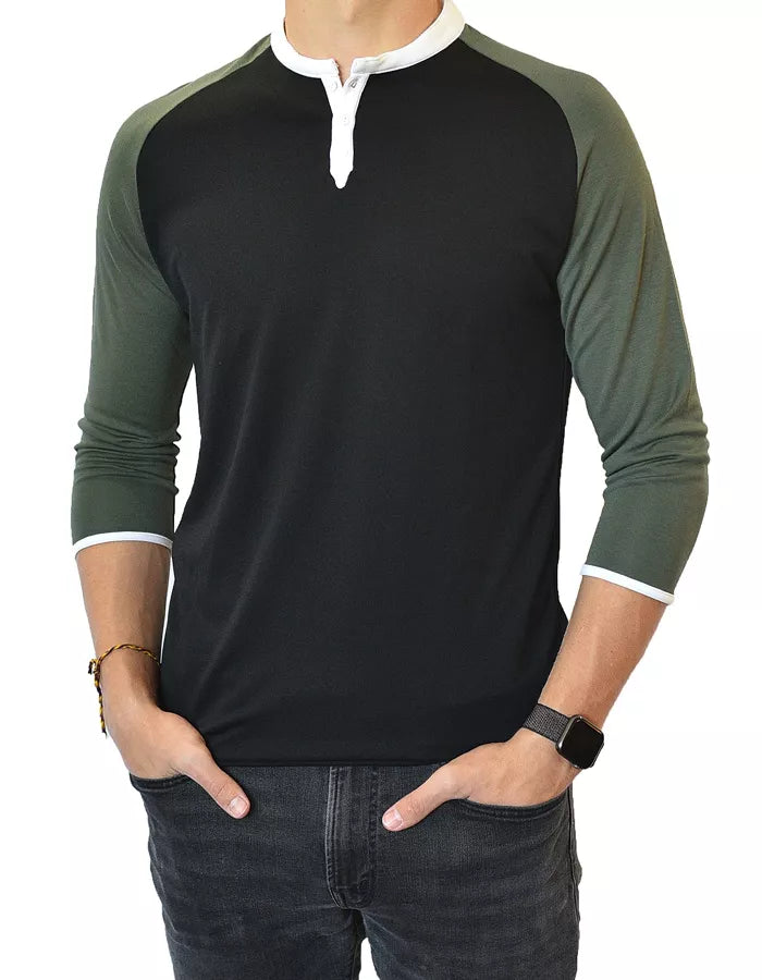 3/4 Sleeve Henley - Men's | Clothing, Male, Men s