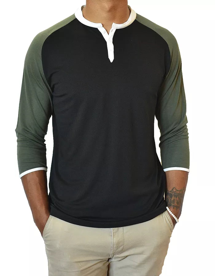 3/4 Sleeve Henley - Men's | Clothing, Male, Men s