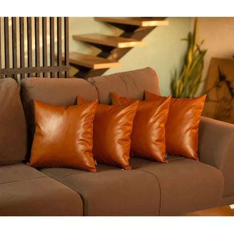 Bohemian Vegan Faux Leather Throw Pillow Covers - Pillows