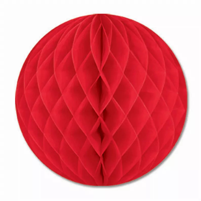 Red tissue honeycomb ball decoration