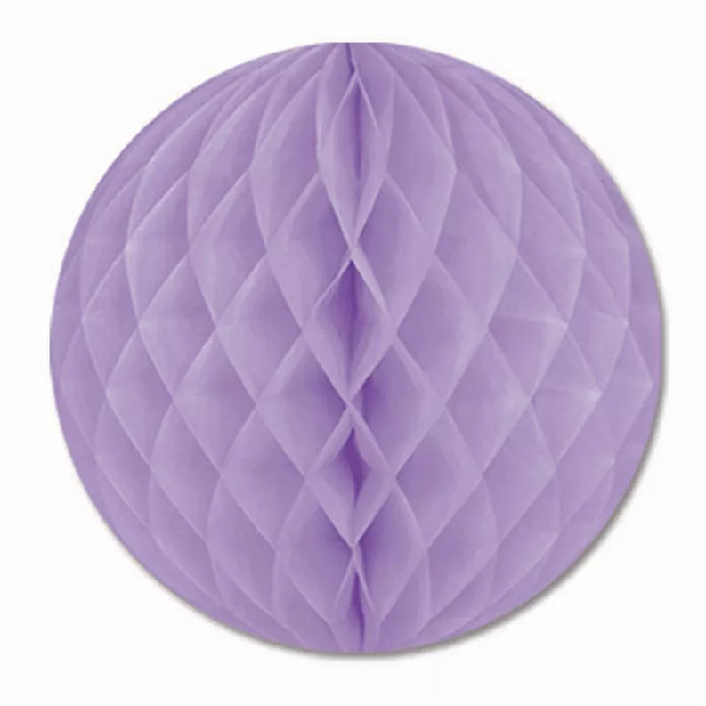 Purple tissue honeycomb decoration ball, round with pleated layered pattern