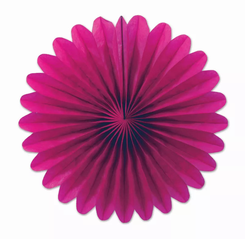 Purple tissue paper pom pom flower decoration with layered petal-like folds