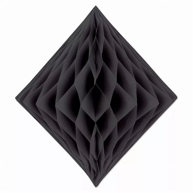Black diamond accordion tissue decoration with layered folded panels