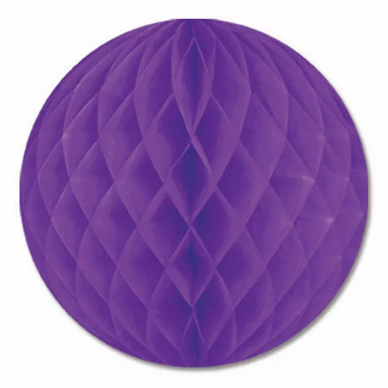 Purple round tissue honeycomb decoration with layered fan folds
