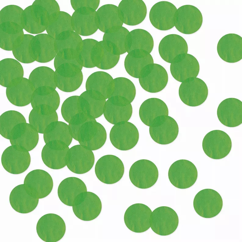 Green tissue paper confetti circles, round decoration pieces