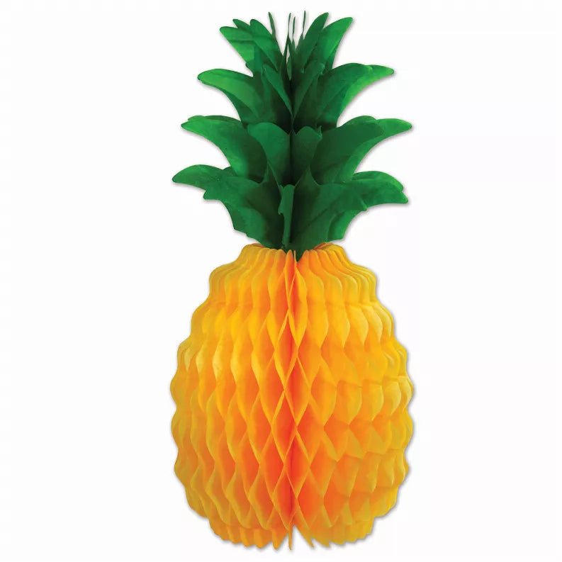 Pineapple tissue decoration with green leaves and orange layered body