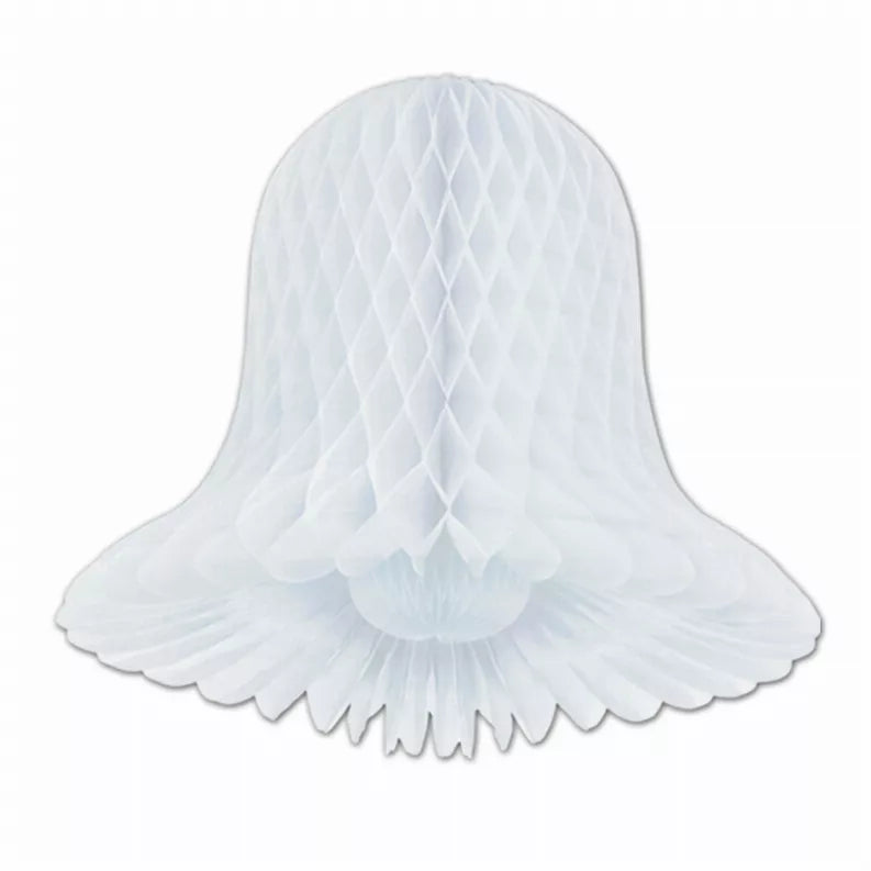 White tissue hanging lamp-shaped decoration with pleated honeycomb texture