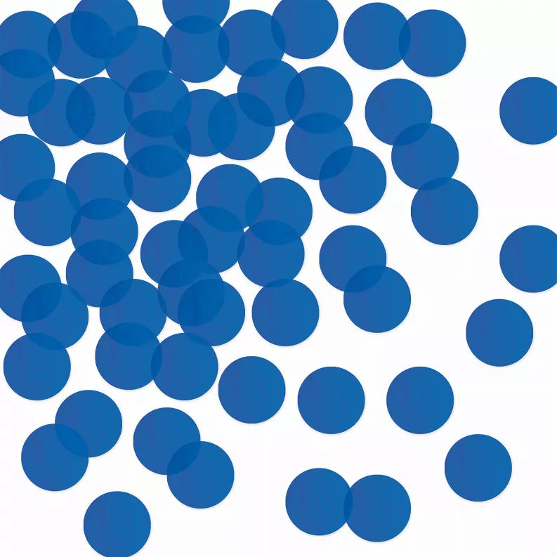 Blue tissue paper circle decorations, scattered confetti-style pieces