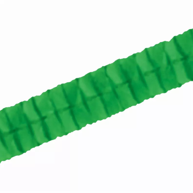 Green crepe tissue decoration strip, accordion-fold paper streamer