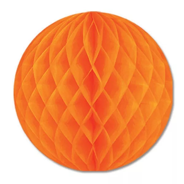 Orange tissue honeycomb ball decoration