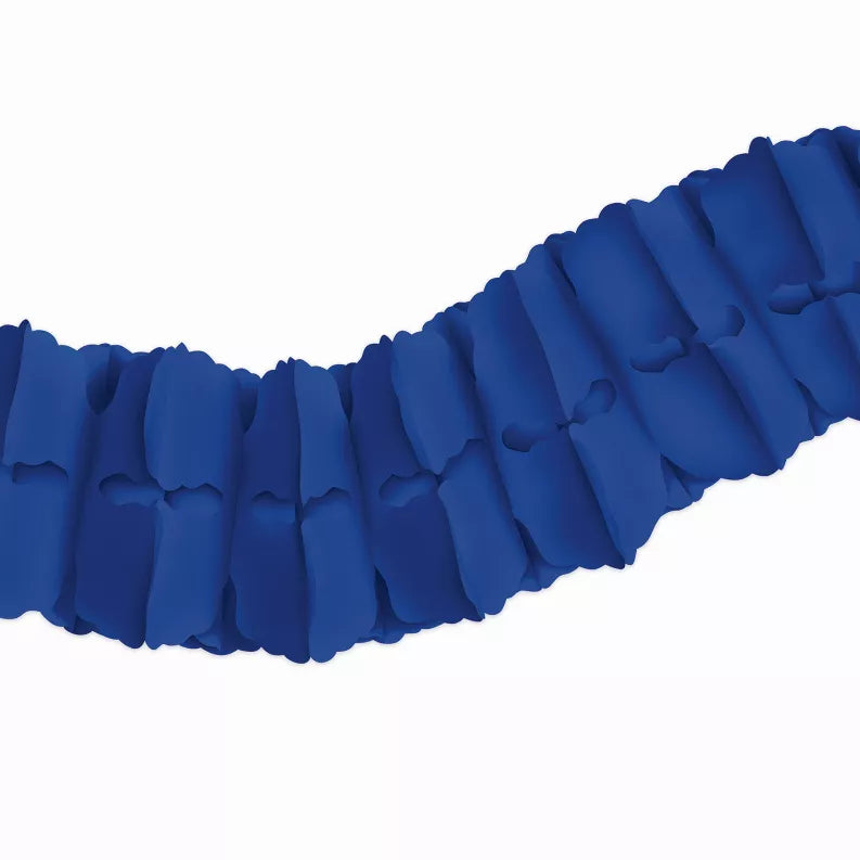 Blue scalloped tissue garland decoration strip