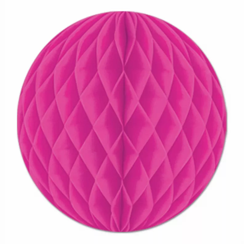 Hot pink tissue paper honeycomb ball decoration