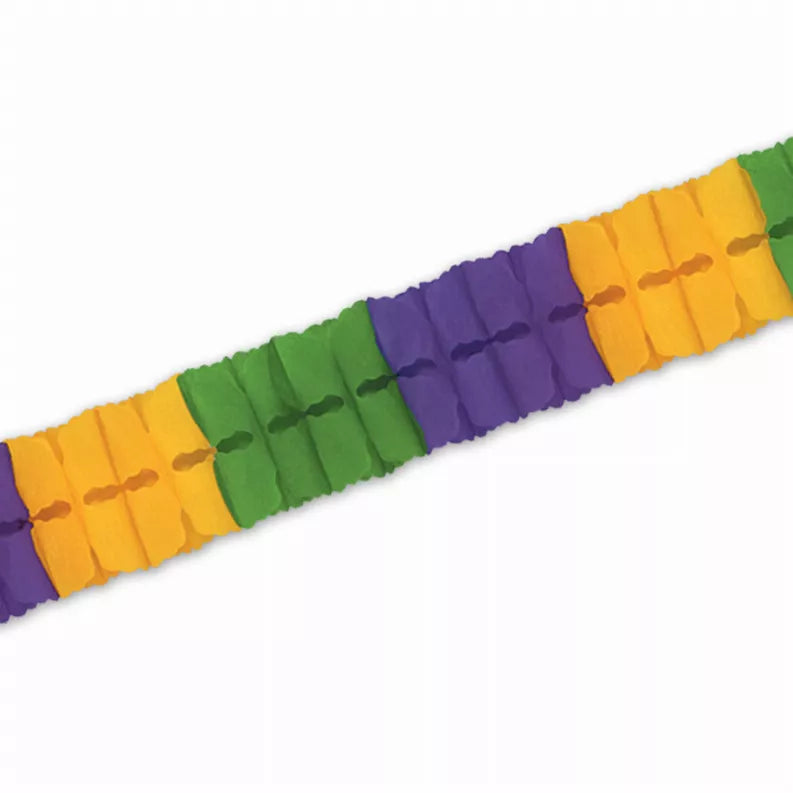 Multicolor tissue accordion garland strip with scalloped edges