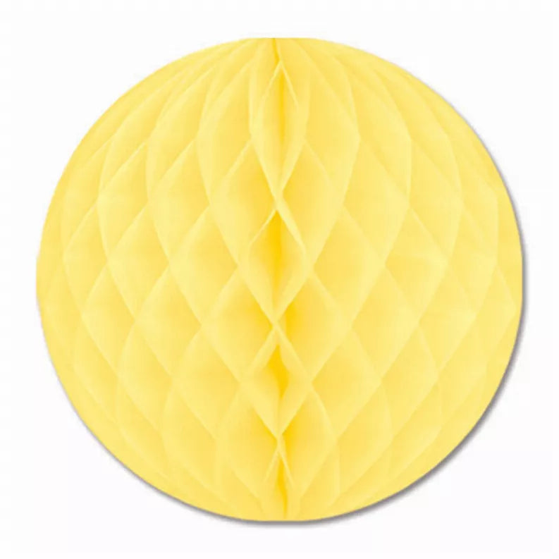 Yellow tissue honeycomb pom-pom decoration, round folded fan pattern