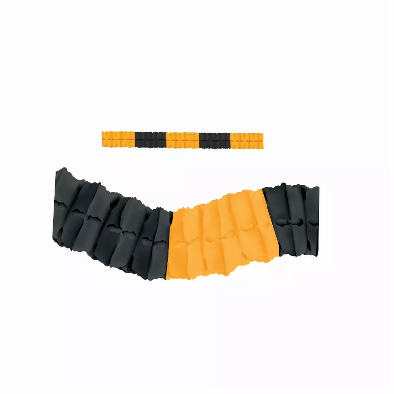 Tissue decorations strip set with orange and black accordion-style folds