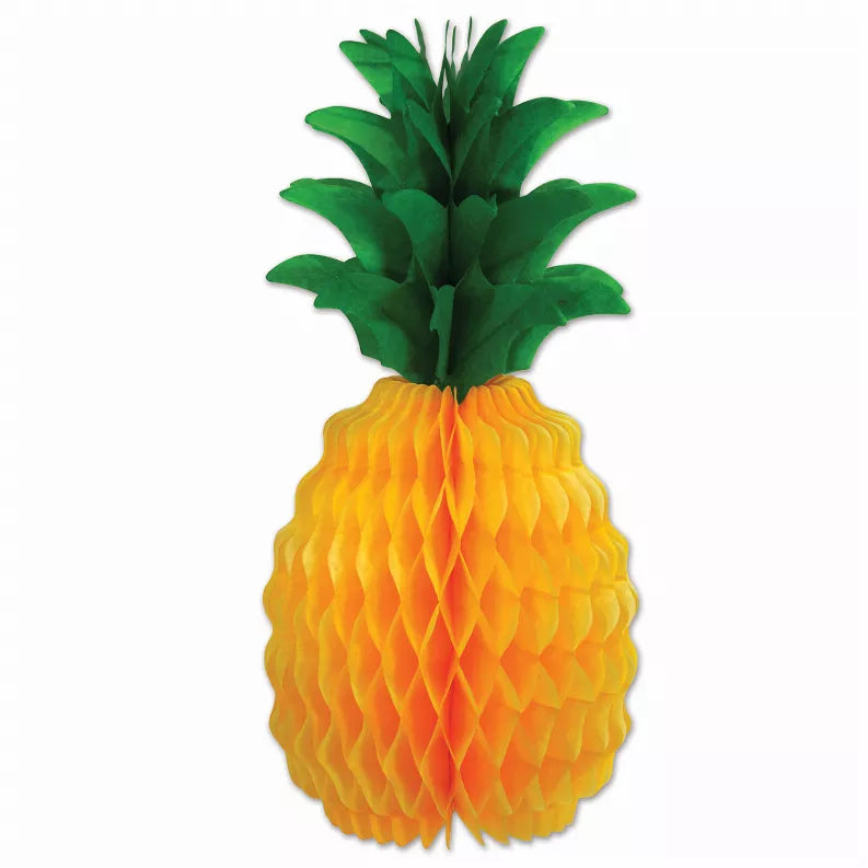 Pineapple tissue decoration with orange textured body and green leaf top