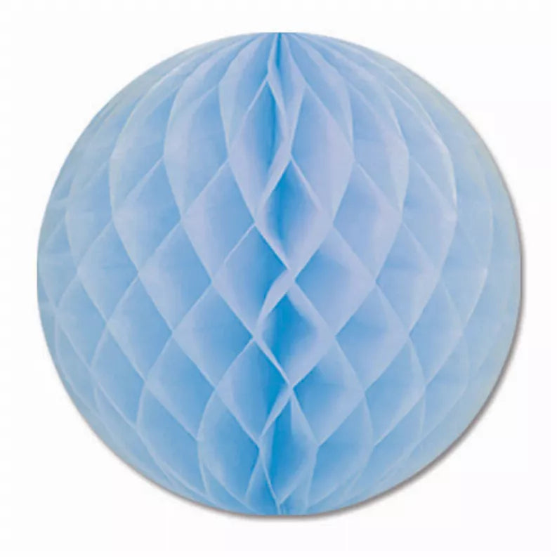 Light blue round tissue honeycomb decoration ball