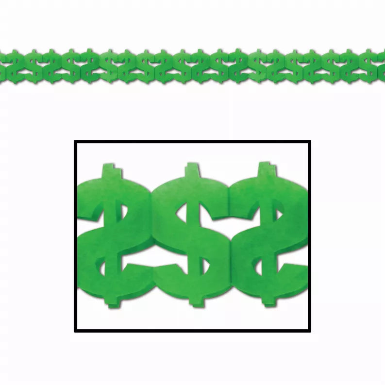 Green tissue paper cutout banner with layered letter shapes