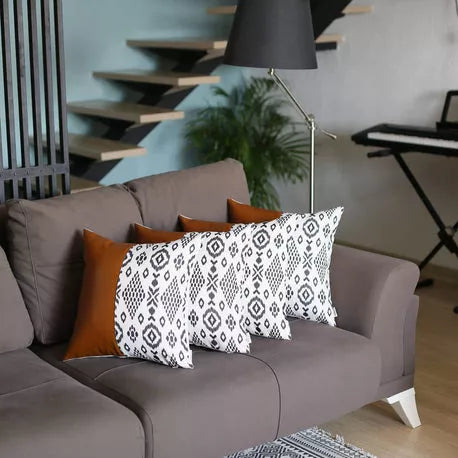 Bohemian Vegan Faux Leather Throw Pillow Set - Pillows