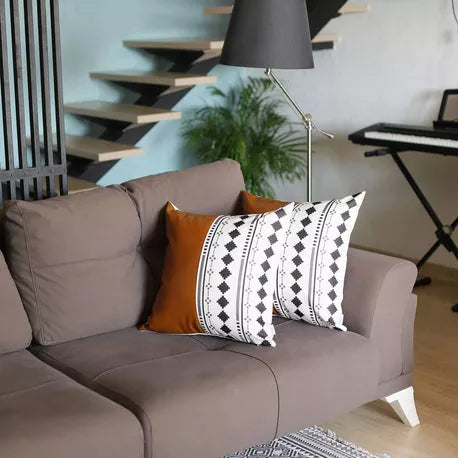 Bohemian Vegan Faux Leather Throw Pillow Set - Pillows