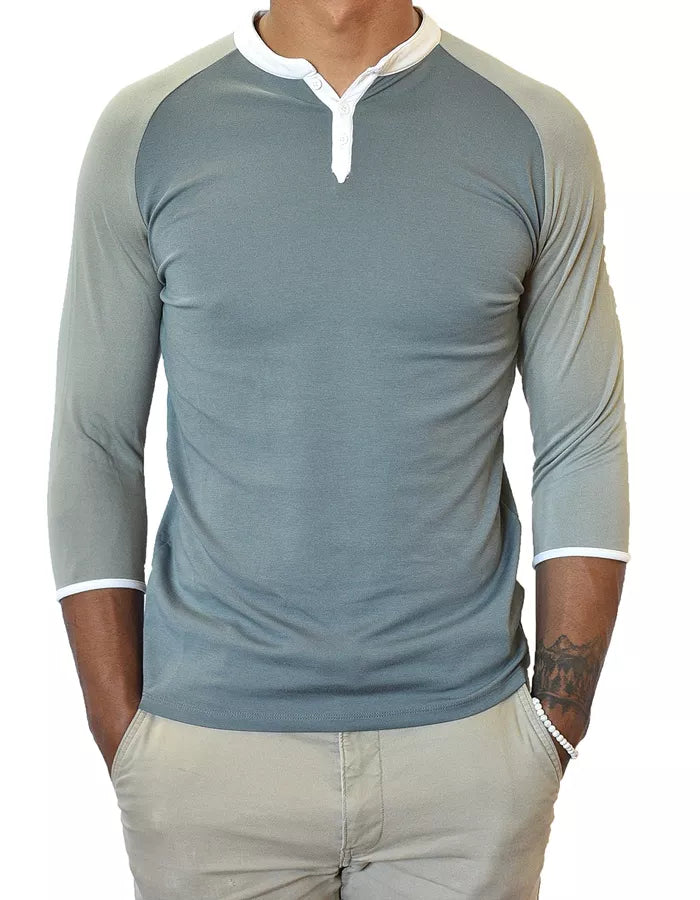 3/4 Sleeve Henley - Men's | Clothing, Male, Men s