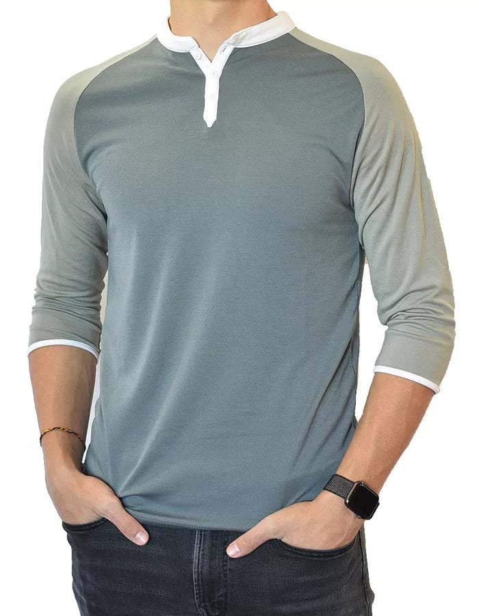 3/4 Sleeve Henley - Men's | Clothing, Male, Men s