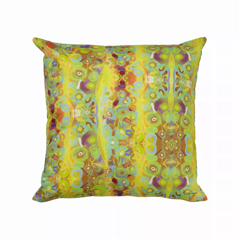 Square decorative throw pillow cover with multicolor abstract pattern