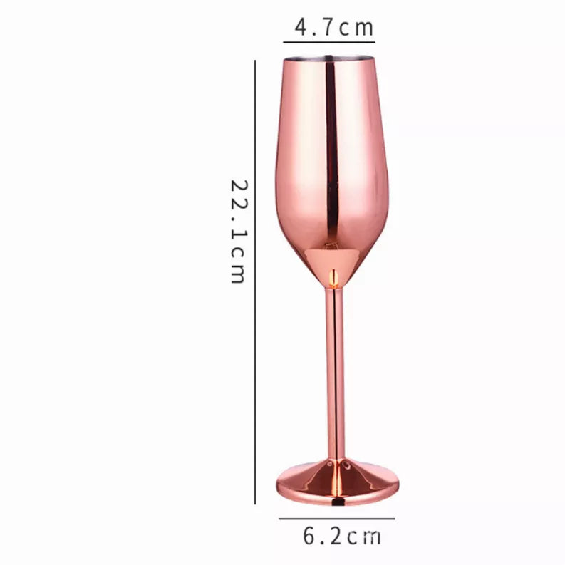 Rose metallic stem cocktail glass size diagram: 22.1 cm tall, 4.7 cm top
