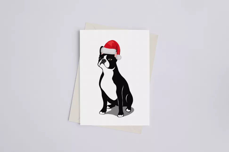 Christmas Boston Terrier - Greeting Card - Pack of 10 - Apparel and Accessories